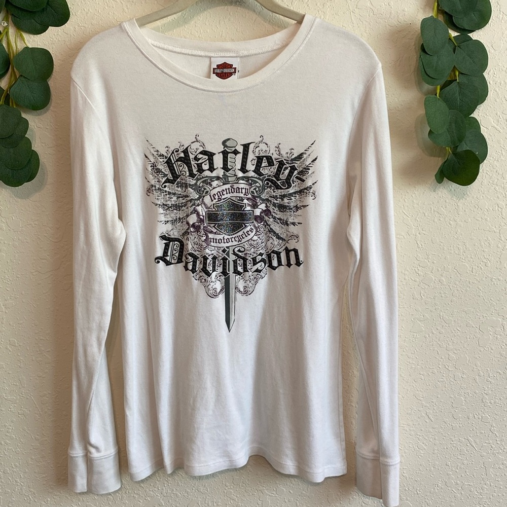 SOLD❣️❣️Y2K Grunge White Harley Davidson Shirt✨ - Picture 2 of 9